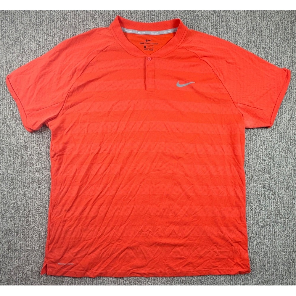 Nike Golf Zonal Cooling Polo Mens 2XL Orange Blade Collar Shirt 933318-816